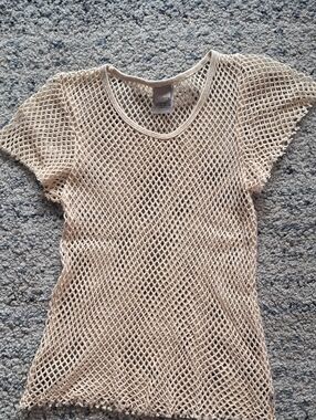 Billabong Cream Open-Weave Mesh Tee M